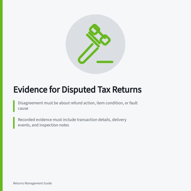 Evidence for Disputed Tax Returns: Disagreement must be about refund action, item condition, or fault cause; Recorded evidence must include transaction details, delivery events, and inspection notes; APP 3 and APP 11 of Privacy Act 1988 (Cth) govern data collection and protection. Collecting evidence for a disputed return