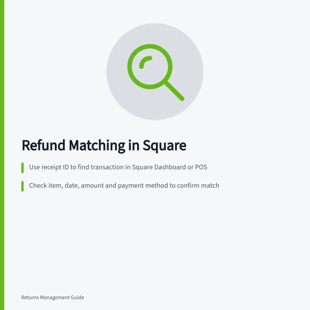 Refund Matching in Square: Use receipt ID to find transaction in Square Dashboard or POS; Check item, date, amount and payment method to confirm match; Refund only after verifying details—don’t guess if uncertain. Matching a refund to the original order and payment: Square